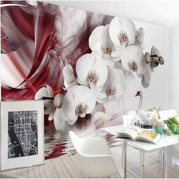 wellyu Šiuolaikinės estetinės drugelių orchidėja, TV foną, sienos užsakymą didelės freskos žalia tapetai papel de parede para quarto