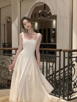 Faymusty Elegantiškas Moterų Ilga Suknelė ir Baltas Dirželis Vienas-Figūros Moterims prancūzų Drabužių 2023 Vasaros Baleto Suknelės Ponios Prabanga