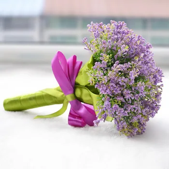 2019 Šviežių Romantiška Vestuvių Puokštė Levandų Violetinė Žalia Gypsophila ir Gamtos Lauko