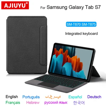 Touchpad Klaviatūra su foniniu Apšvietimu Stovėti Atveju, portugalų, arabų, ispanų, rusų, Skirtus Samsung Galaxy Tab S7 11 Colių SM-T870 SM-T875 Tablet