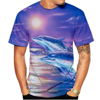 2023 Naujas Vasaros Mados Gyvūnų Delfinų 3D Spausdinimo T-Shirt Vasaros Vyrų Ponios Atsitiktinis trumpomis Rankovėmis T-Shirt