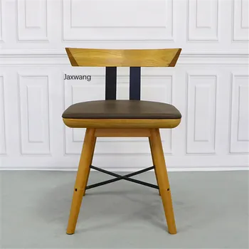 Šiaurės Valgomojo Kėdės, Virtuvės Baldai, Oda Ins Medžio Masyvo Dizaino Kavos Kėdės, Modernaus Minimalistinio Namo Lounge Kėdės, Medinės Kėdės,