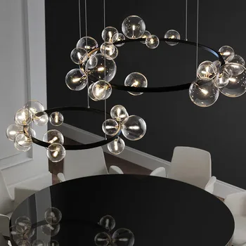 Modernus Žiedas Stiklo Kamuolys LED Šviestuvo Šiaurės Gyvenimo Stiliaus Valgomasis, Virtuvė Studijų Blizgesio Namų Projektavimas Interjero Šviestuvai