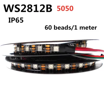 WS2812B WS2812 Led Juostelės,Individualiai Naudojamos Pažangios RGB Led Juostelės,Juodos spalvos PCB Vandeniui IP65 DC5V