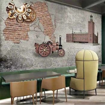 wellyu Pramonės revoliucijos įrankiai retro fono sienos užsakymą didelės freskos žalia tapetai papel de parede quarto